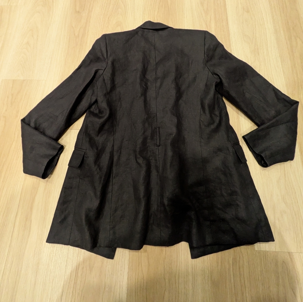 Reformation Linen Blazer Double Breast Size M Black - Picture 7 of 9